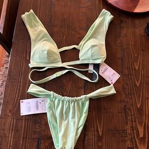 Lime green cheeky bikini